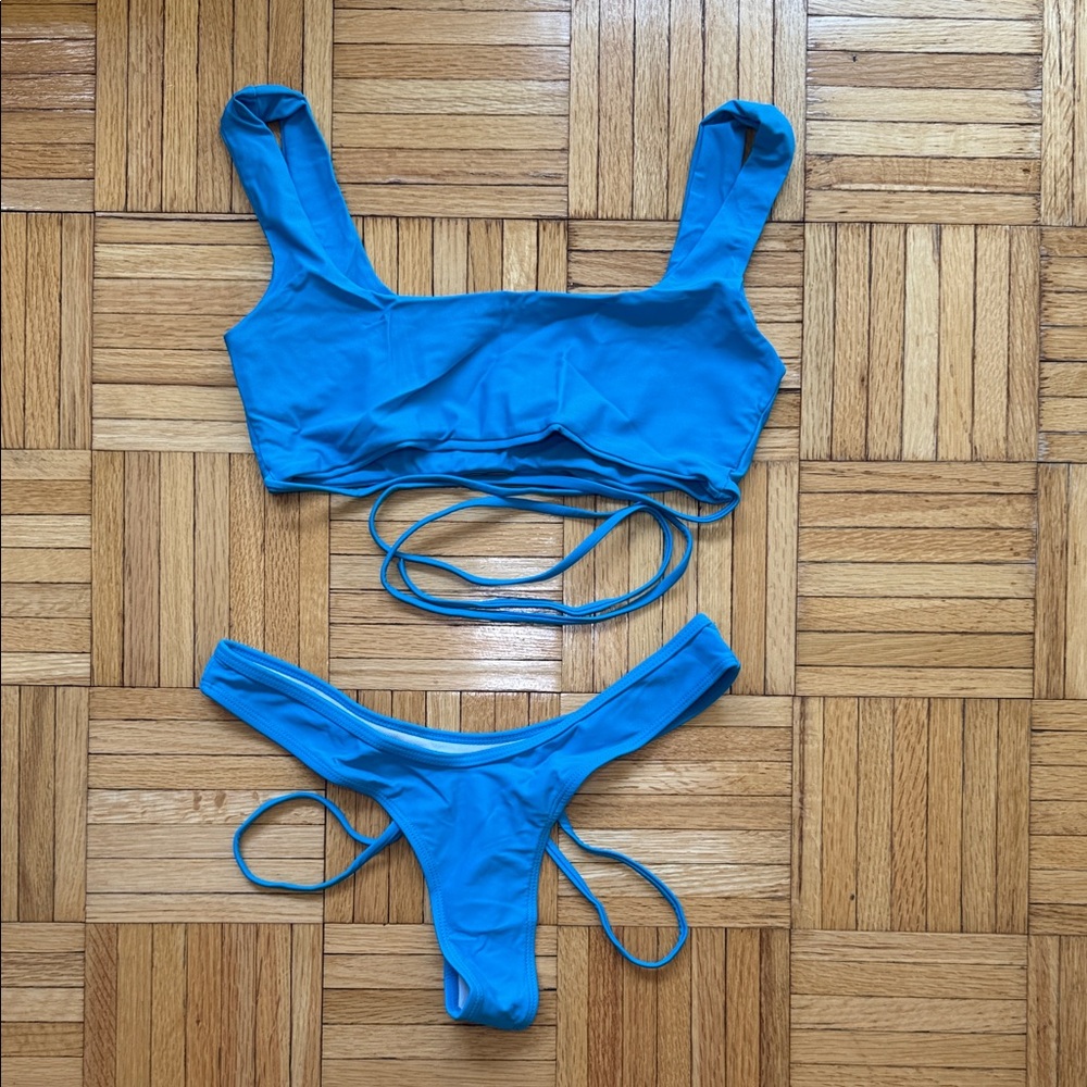 Bright Blue Strappy Bikini Set